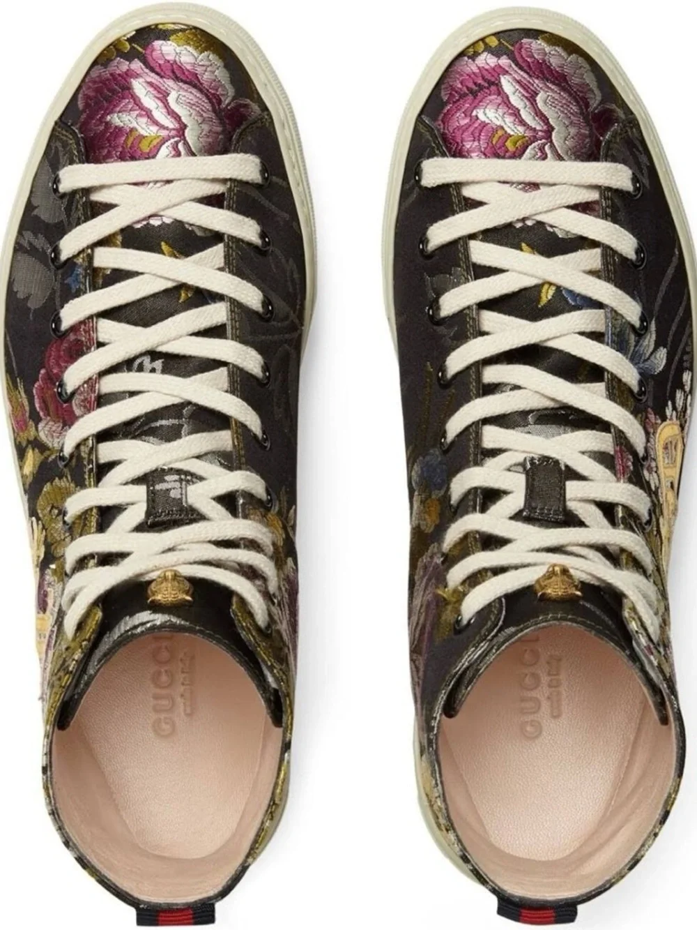 Gucci Women’s Sylvie Blind For Love Floral Jacquard High Top Sneakers Size 38.5 - Picture 3 of 13